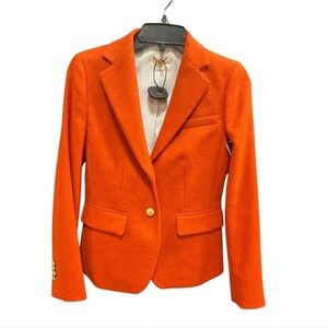 Brooks Brothers 100% Wool Vibrant Orange Women's Blazer Size 0 NWOTb